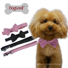 Atacado barato Doglemi Nylon Pet Dog Collars Bow Ajustável